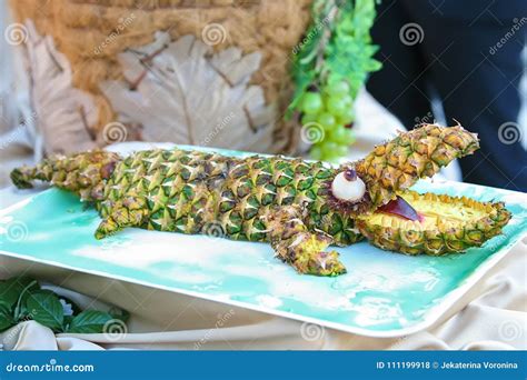 Fruit Carving from a Pineapple Stock Photo - Image of catering, food: 111199918