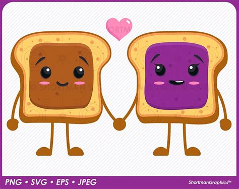 Peanut Butter Jelly Sandwiches Couple Clipart SVG PNG - Etsy