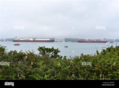 Tankers docked at South Hook LNG terminal, Milford Haven Waterway ...