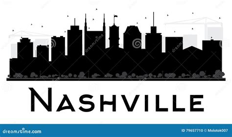 Nashville City Skyline Silhouette In Grayscale Cartoon Vector ...