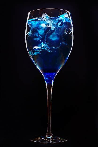 Premium Photo | Amazing blue cocktail with ice cubes