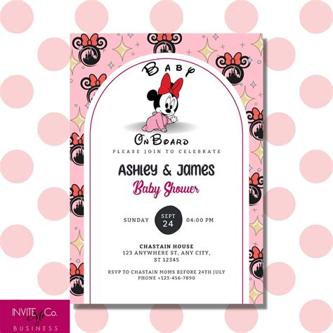 Minnie Mouse Baby Shower Mickey Mouse Baby Shower Invitation 5x7 ...