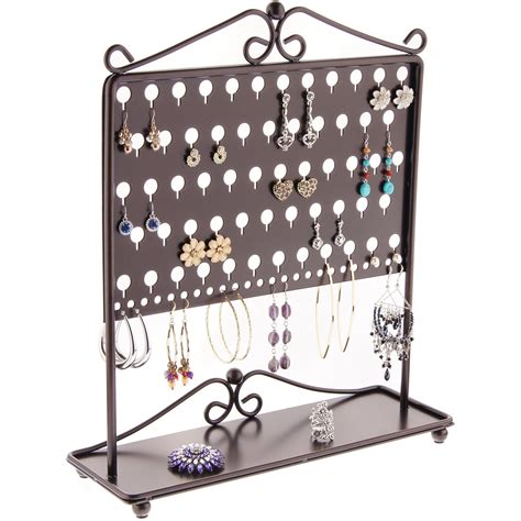 Earring Holder Stand Jewelry Organizer Display Tree Storage Rack with Tray, Ginger Rubbed Bronze ...