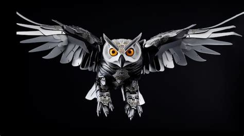 Premium AI Image | A robot owl with a skull on its wings is shown