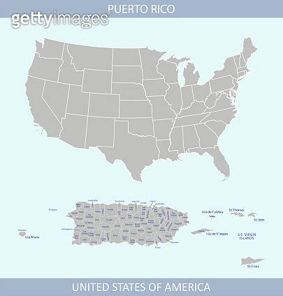 Puerto Rico counties map USA 이미지 (1158359193) - 게티이미지뱅크