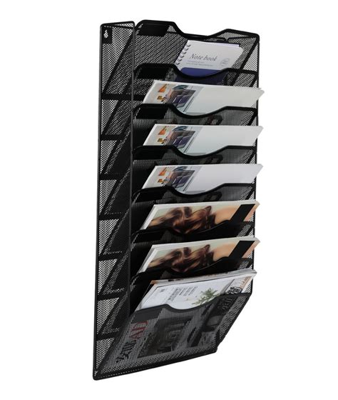 EasyPAG 8 Pocket Metal Wall File Holder Organizer Hanging Magazine Rack,Black | eBay