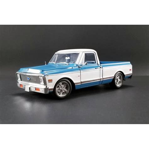 1971 Chevy C10 Custom Pickup Truck, Blue with White - Acme 1807209 - 1/18 Scale Diecast Model ...