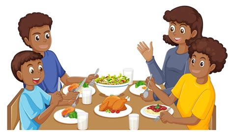 Free Vector | Happy family having meal on the table