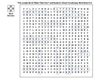 “The Jungle Book”Rikki-Tikki-Tavi" and Darzee's Chant﻿ Vocabulary Word Search