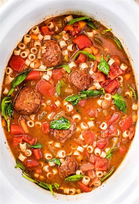 Slow Cooker Italian Meatball Soup - The Chunky Chef