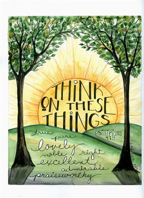 Think on These Things Phillipians 4:8 Handlettered Quote - Etsy