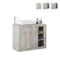 Meuble de salle de bain moderne à poser au sol, en bois blanc avec 2 ...