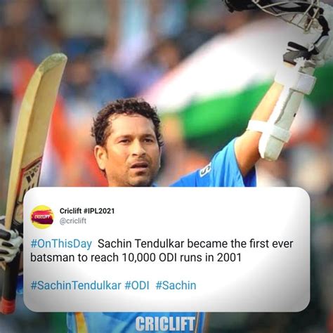 #OnThisDay Sachin Tendulkar became the first ever batsman to reach 10,000 ODI runs in 2001