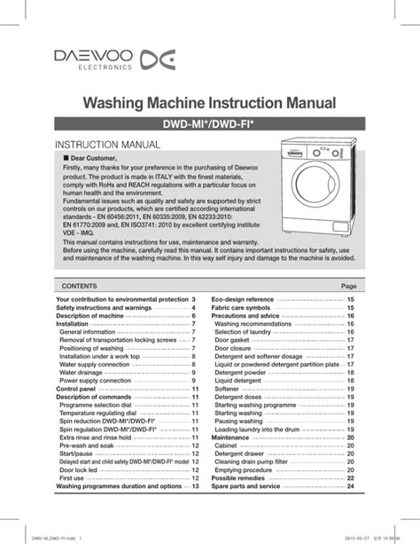 Washing Machine Instruction Manual