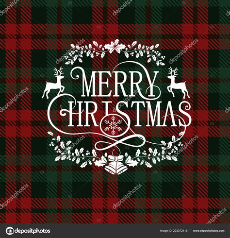 Merry Christmas card with scottish checkered pattern. Stock Vector ...