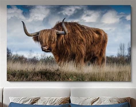 Bull Wall Art, Highland Cow Print, Bull Horn Poster, FarmHouse Decor, Bison Poster, Bull Canvas ...