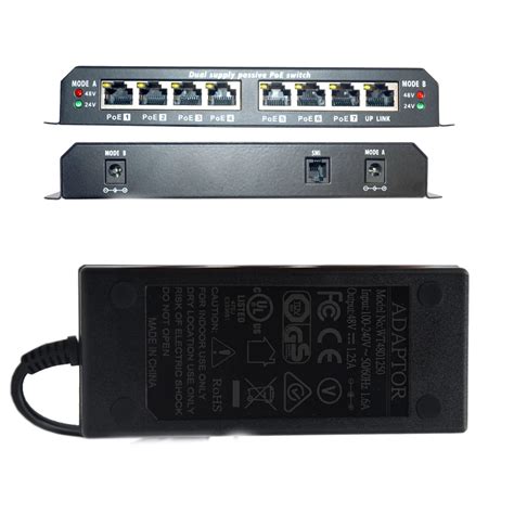 8 Port Unmanaged 10/100 Power over Ethernet PoE Switch for 802.3af/24 ...