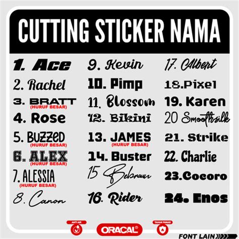 Jual CUTTING STICKER NAMA TULISAN DESAIN BEBAS CUSTOM LABEL STIKER ...