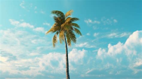 Premium AI Image | A lone palm tree swaying in the breeze