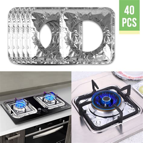 40PCS Stove Burner Covers, Aluminum Foil Square/Round Gas Top Burner ...