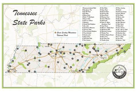 Tennessee State Parks Map | Etsy Inside Tennessee State Parks Map ...