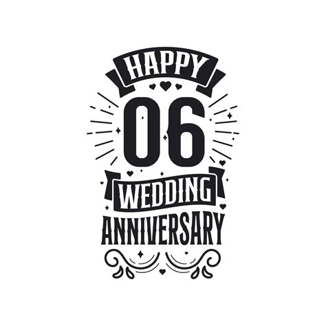 6 years anniversary celebration typography design. Happy 6th wedding ...