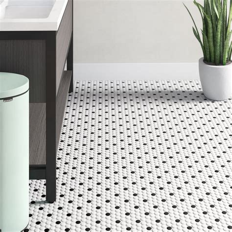 EliteTile Retro 1" x 1" Porcelain Penny Round Mosaic Wall & Floor Tile ...