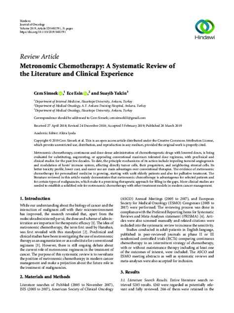 (PDF) Metronomic Chemotherapy: A Systematic Review of the Literature and Clinical Experience ...