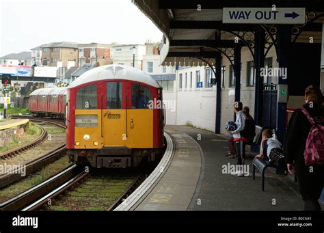 Island Line Railway Train Approaching Ryde Esplanade Station Isle of Wight England UK Stock ...