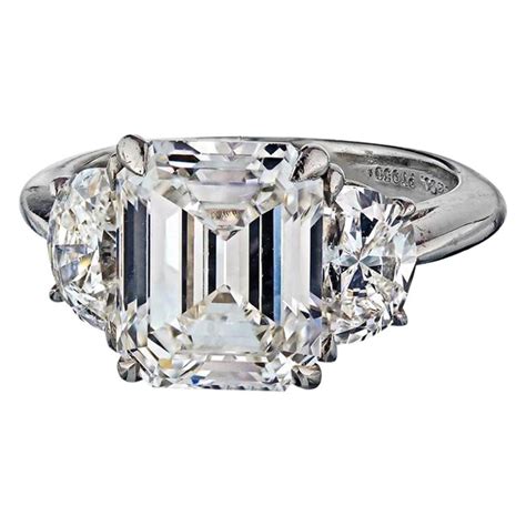 Tiffany and Co. Emerald Cut Three-Stone Diamond Engagement Ring For ...