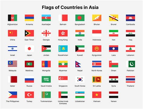 Asia countries flags. Rectangle flags of countries in Asia. 13709784 ...