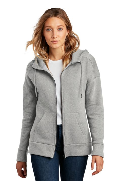 District ® Women's Perfect Weight ® Fleece Drop Shoulder Full-Zip Hoodie DT1104 - Apparel ...