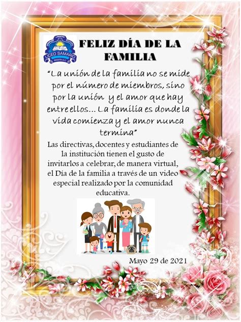 INVITACIÓN CELEBRACIÓN VIRTUAL DÍA DE LA FAMILIA – Colegio Liceo Samario