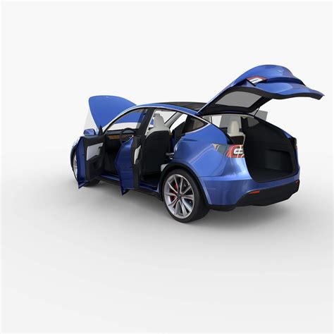 Tesla Model Y RWD Blue with Interior and Chassis by dragosburian