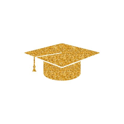 Premium Vector | Graduation hat icon gold glitter texture vector illustration