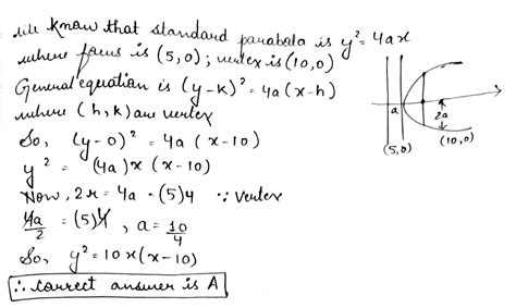 Vertex and focus of a parabola lie on the positive side of the axis of ...