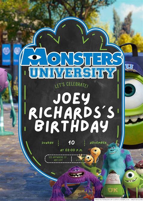 Monsters University Birthday Invitation | Download Hundreds FREE PRINTABLE Birthday Invitation ...