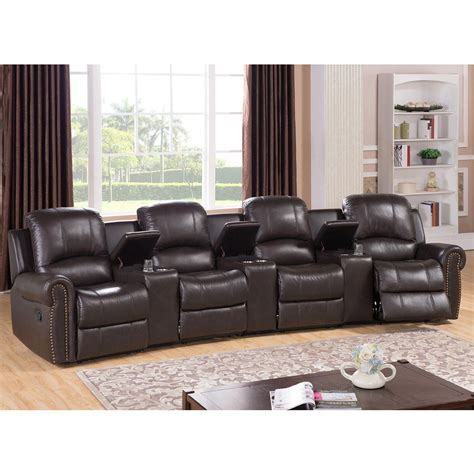 Bloomington Leather 4-Seat Home Theater Recliner #hometheatertips | Home theater seating ...