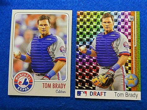 Lot of 2 TOM BRADY Montreal Expos 1995 Draft ACEO Rookie BASEBALL Cards (TB1 & TB2), Near Mint ...