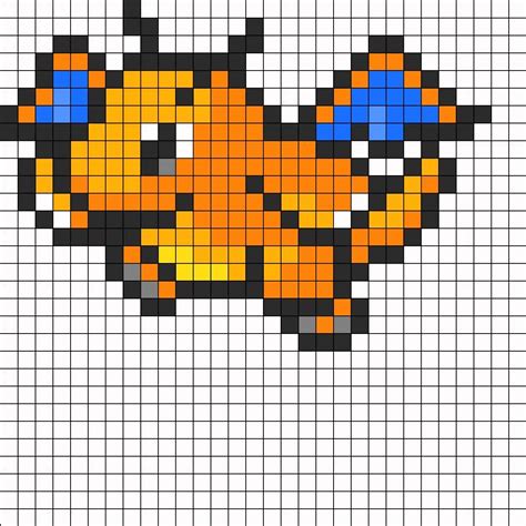 Dragonite Perler Bead Pattern | Pokemon bead, Pokemon cross stitch, Pixel art pokemon