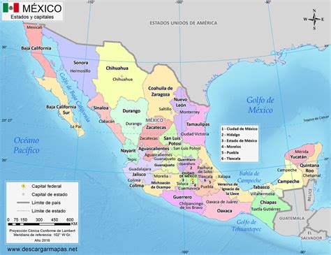 Mapa de México con estados y capitales | DESCARGAR MAPAS | Estados y ...