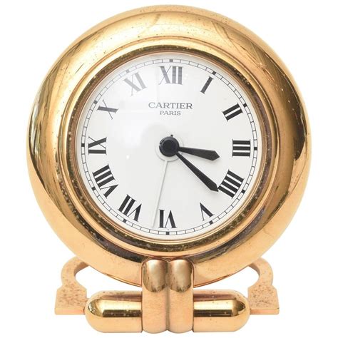 Cartier 24-Karat Gold-Plated Travel Quartz Desk Clock or Desk Accessory Vintage | Gold clock ...