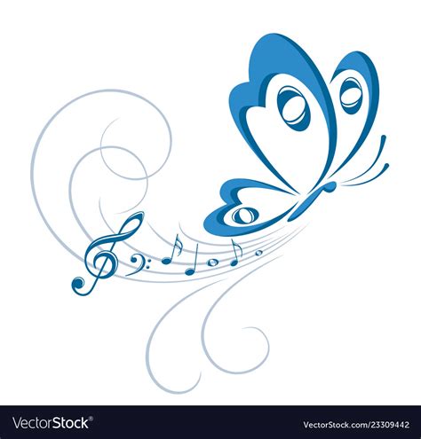 Symbol of butterfly with music notes Royalty Free Vector