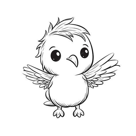 Premium Photo | Cute baby bird art coloring page