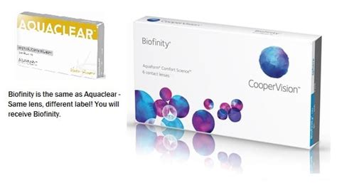 Biofinity (Same as AquaClear) Contact Lenses only $34.95 or lower.