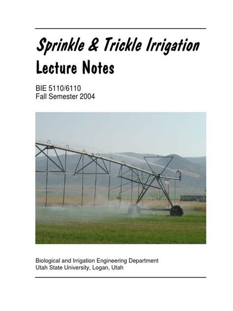 Sprinkle & Trickle Irrigation Lecture Notes PDF | PDF | Irrigation ...