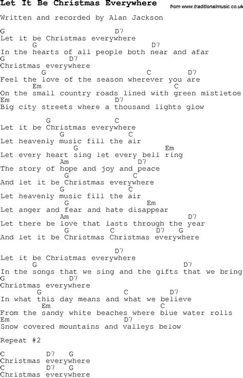 Christmas Carol/Song lyrics with chords for Let It Be Christmas Everywhere