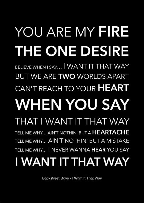 Backstreet Boys I Want It That Way Typografie Lyric Poster - Etsy.de