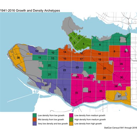 Vancouver population density over time