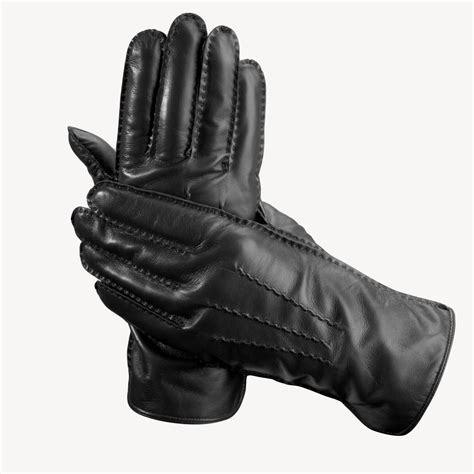 Men's Cashmere Lined Leather Gloves in Black | Aspinal of London